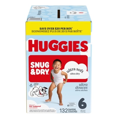 Huggies Snug & Dry Baby Diapers, Size 6 (28-44 lbs), 132 Ct 132 ea, $0.38/1ea