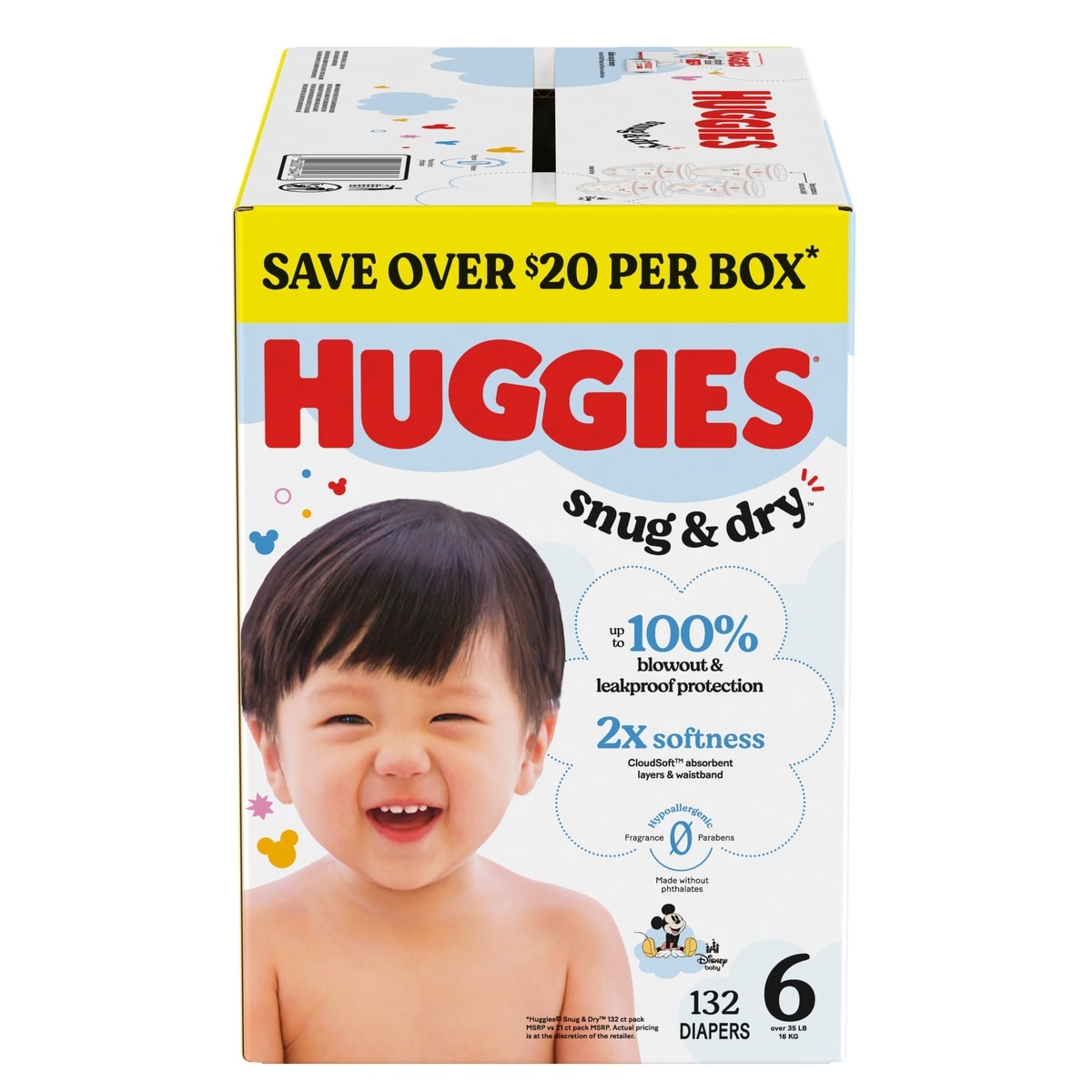 Huggies Snug & Dry Baby Diapers, Size 6 (35+ lbs), 132 Ct 132 ea, $0.38/1ea
