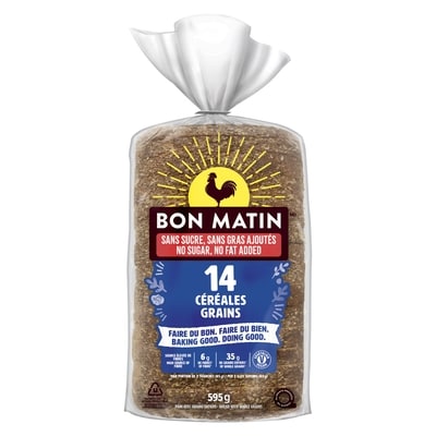 Bon Matin Pain avec grains entiers 14 céréales 595 g, 0,81 $/100g