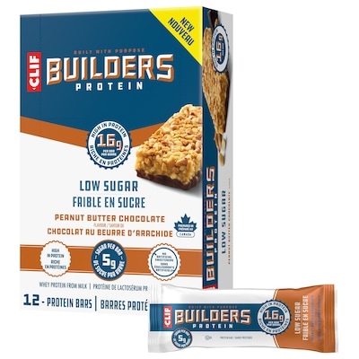 CLIF BUILDERS Low Sugar Protein Bars, Peanut Butter Chocolate Flavour 12x56.0 g, $5.28/100g
