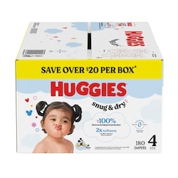 Huggies Snug & Dry Baby Diapers, Size 4 (22-37 lbs), 180 Ct 180 ea, $0.28/1ea