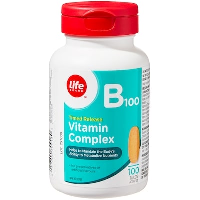 Life Brand Timed Release Vitamin B100 Complex 100 Tablets 100 ea, $0.14/1ea