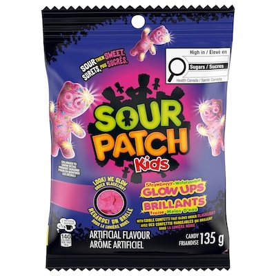 Sour Patch Kids SOUR PATCH KIDS Glow Ups Strawberry-Watermelon Soft & Chewy Candy, Sour Gummies that Glow Under Blacklight 135 g, $2.96/100g