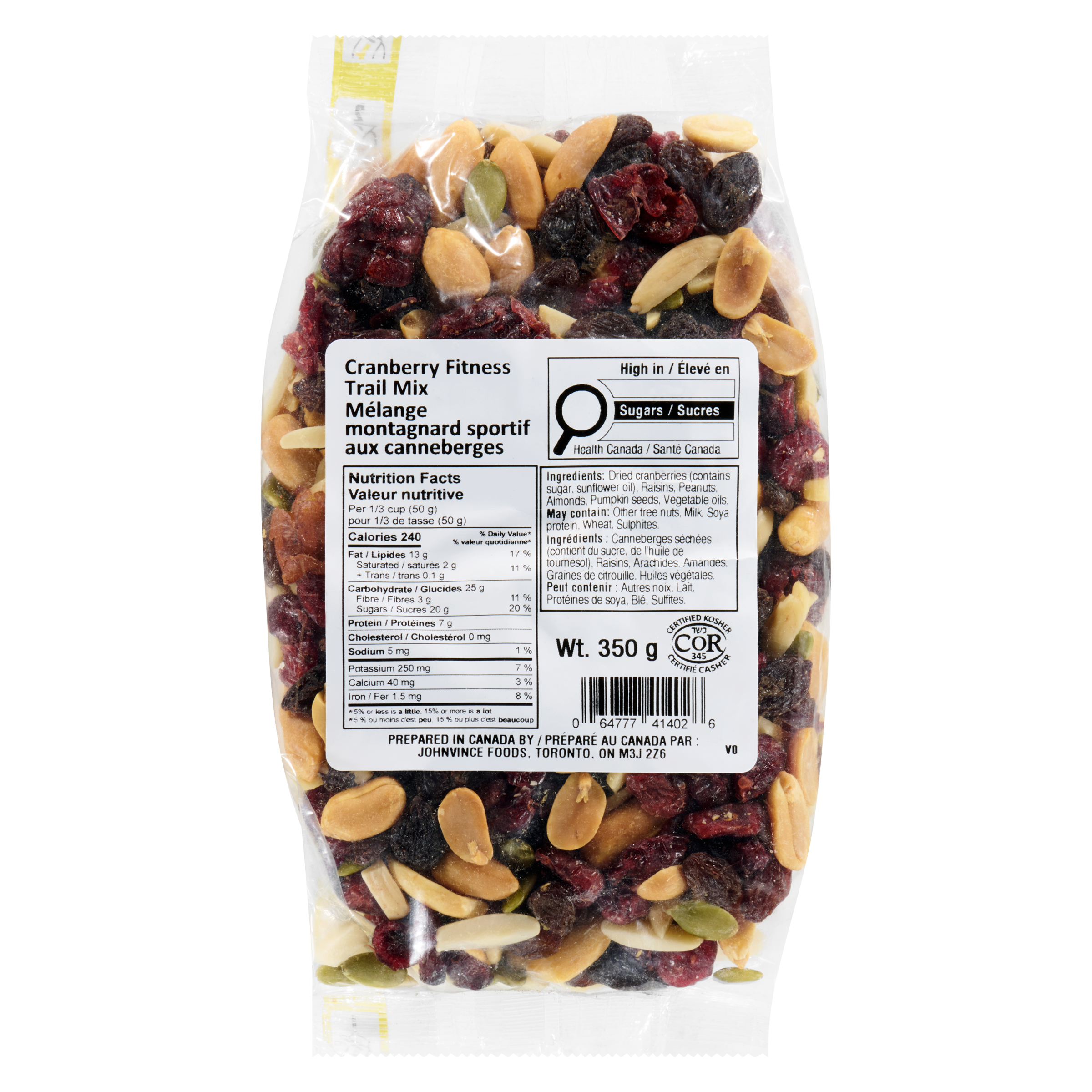 Johnvince Foods Cranberry Fitness Trail Mix 350 g, $2.57/100g