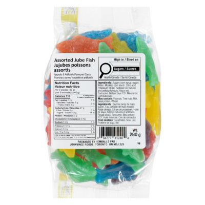 Johnvince Foods Assorted Jube Fish 280 g, $1.79/100g