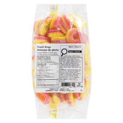 Johnvince Foods Friandise à anneaux de pêche 275 g, 1,82 $/100g