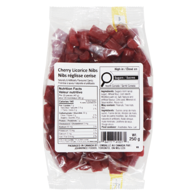 Johnvince Foods Friandise à nibs réglisse cerise 250 g, 2,00 $/100g