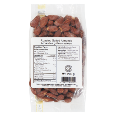 Johnvince Foods Roasted Salted Almonds 200 g, $4.50/100g