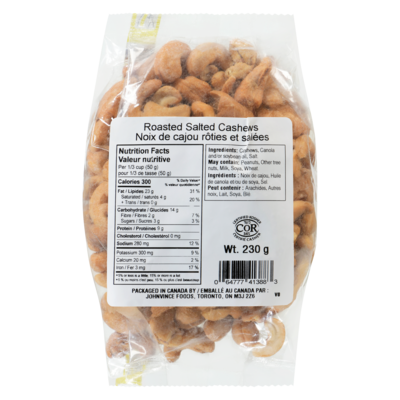 Johnvince Foods Noix de cajou rôties et salées 230 g, 3,91 $/100g