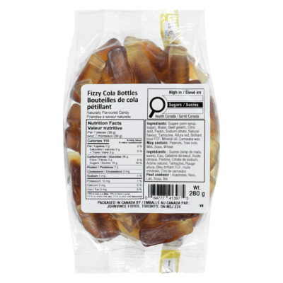 Johnvince Foods Friandise à saveur naturelle bouteilles de cola pétillant 280 g, 1,79 $/100g