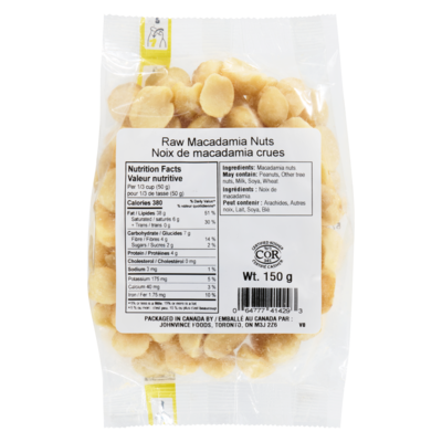 Johnvince Foods Raw Macadamia Nuts 150 g, $6.00/100g