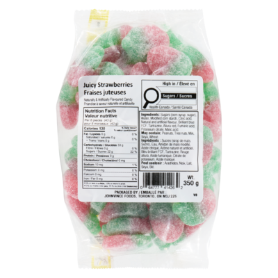 Johnvince Foods Candy Juicy Strawberries 350 g, $1.71/100g