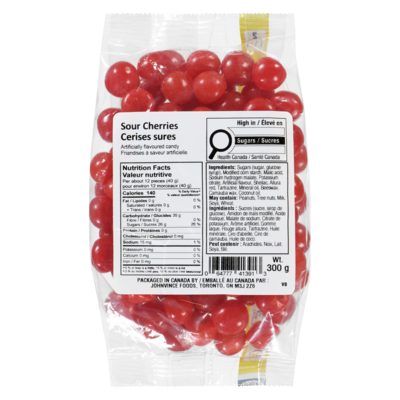Johnvince Foods Artificially Flavoured Candy Sour Cherries 300 g, $1.67/100g