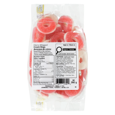 Johnvince Foods Candy Cherry Whipped Cream Rings 280 g, $1.79/100g