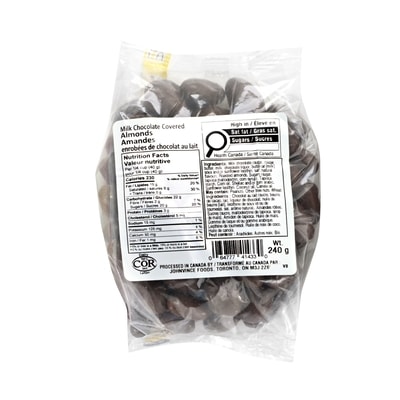 Johnvince Foods Amandes enrobées de chocolat au lait 240 g, 3,75 $/100g