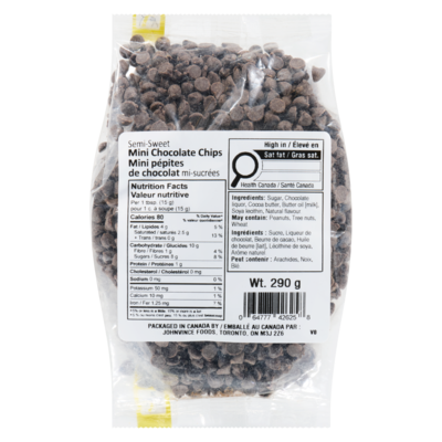 Johnvince Foods Mini pépites de chocolat 290 g, 3,45 $/100g
