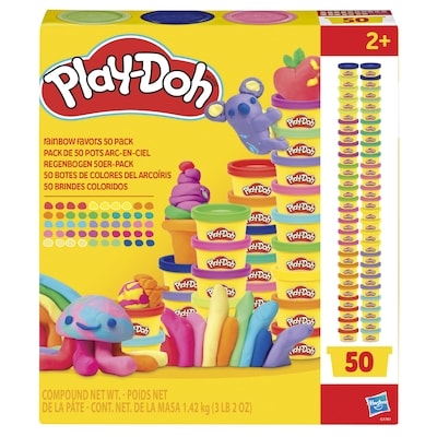 Play-Doh Pack de 50 pots arc-en-ciel, mini pots de pâte à modeler