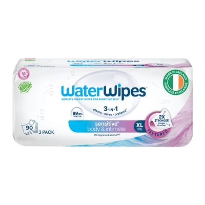 WaterWipes Sensitive+ Body & Intimate Wipes, 99.9% Water, 90 Count 3x90.0 ea, $0.06/1ea