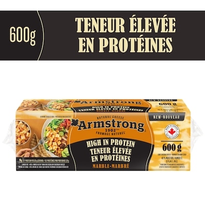 Armstrong Fromage cheddar marbré riche en protéines 600 g, 1,92 $/100g