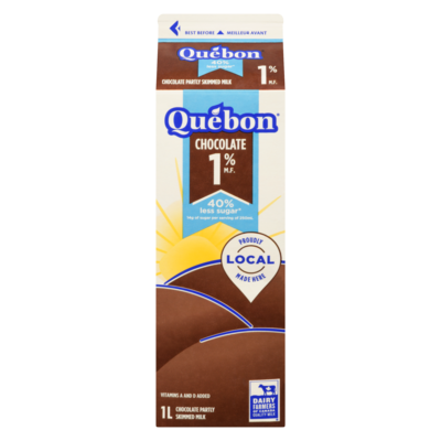 QUEBON Chocolate Milk 1% 1 l, $0.48/100ml