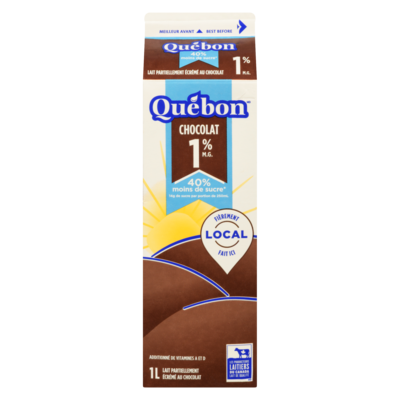 QUÉBON Lait au chocolat 1% réduit en sucre 1 l, 0,48 $/100ml