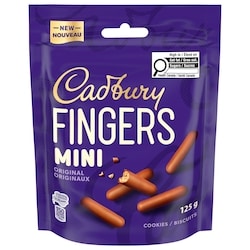 Cadbury Biscuits Mini Fingers Originaux biscuits à saveur de chocolat format bouchée 125 g, 4,39 $/100g