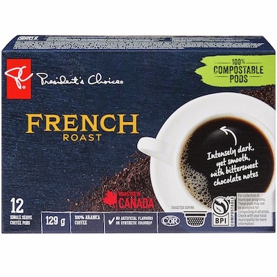 President's Choice French Roast Single Serve Coffee Pods 12 ea, $0.75/1ea