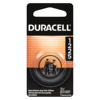 Duracell 3v Lithium Battery Cr1225 1 ea, $9.00/1ea