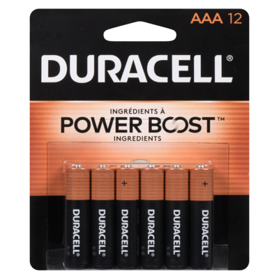 Duracell Piles alcalines aaa 12 12 ea, 1,58 $/1ch