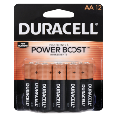 Duracell Piles alcalines aa 12 12 ea, 1,42 $/1ch