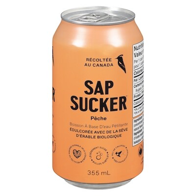 Sap Sucker Boisson à base d'eau pétillante pêche 355 ml, 0,73 $/100ml