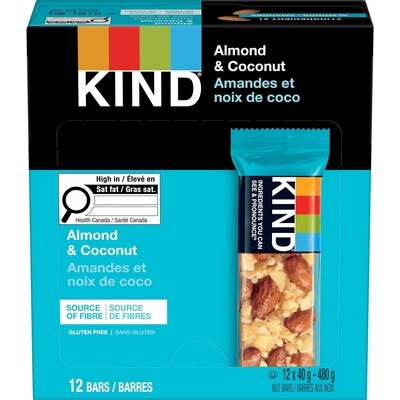 Kind Kind amandes et noix de coco 12x40.0 g, 5,21 $/100g