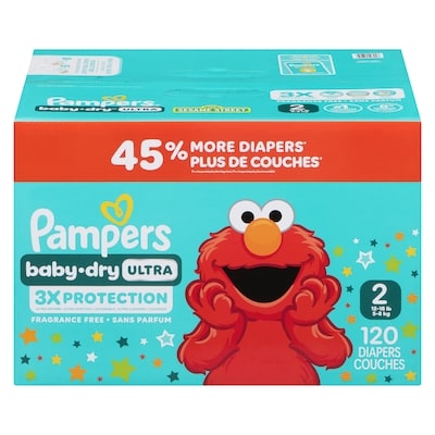 Pampers Baby Dry Ultra Diapers, Size 2 (12-18 lbs), 120 Count, Absorbent Disposable Diapers 120 ea, $0.28/1ea