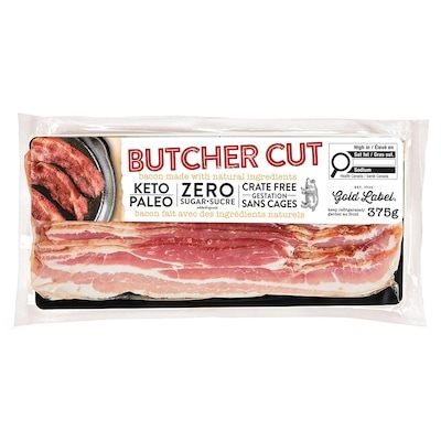 Gold Label Bacon épais coupé boucher 375 g, 2,13 $/100g