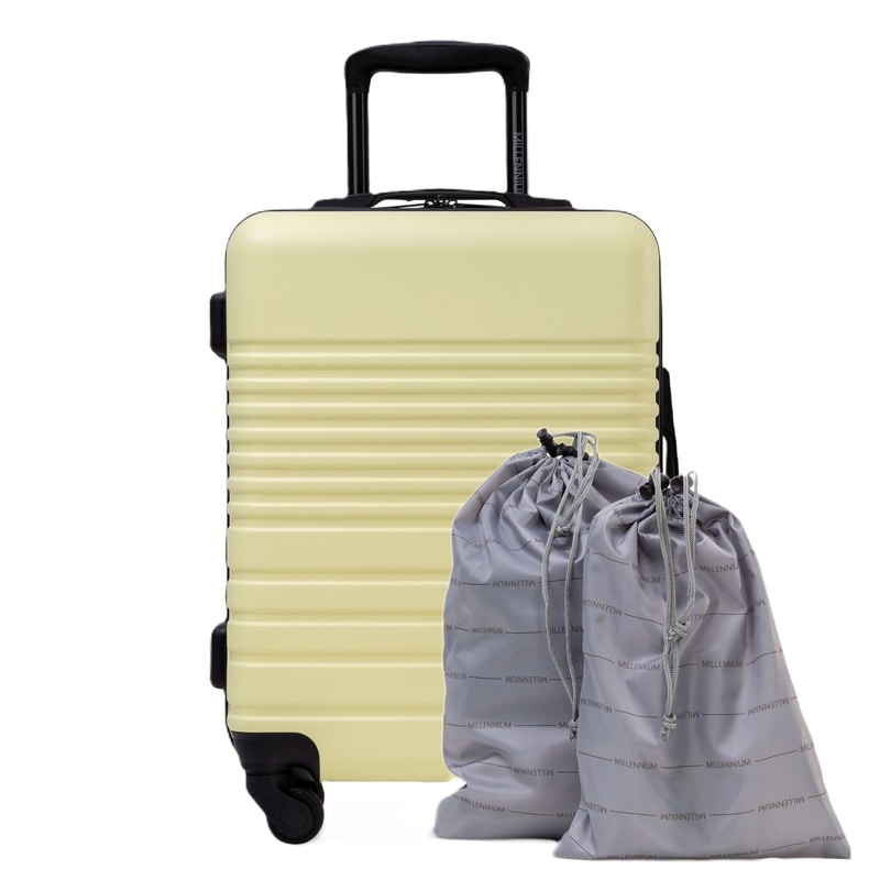 20" Hardside Carry-On Spinner Luggage with Laundry Bag and Shoe Bag - Yellow