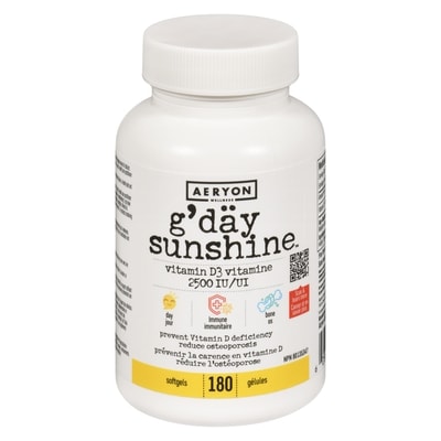 Aeryon Wellness Vitamin D3 2500 Iu 180 ea, $0.08/1ea