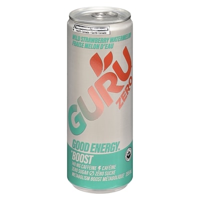 Guru Energy drink zero fraise melon d'eau 355 ml, 1,35 $/100ml
