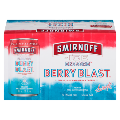 Smirnoff Premium Malt Alcoholic Beverage Berry Blast Limited Edition (ID required at pick-up) 6x355.0 ml, $0.75/100ml