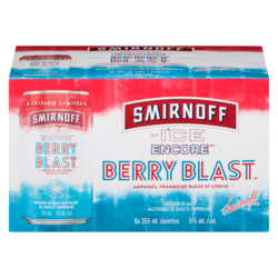 Smirnoff Boisson de malt alcoolisée de qualité supérieure berry blast édition limitée (Pièce d’identité requise au moment du ramassage) 6x355.0 ml, 0,75 $/100ml