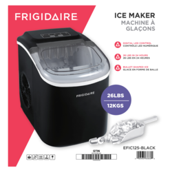 FRIGIDAIRE Ice Maker 26 Lbs Efic125, Black 1 ea, $149.00/1ea