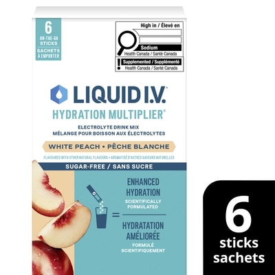 Liquid I.V Mélange d’électrolytes sans sucre pour une hydratation renforcée – Blanc 6 ea, 3,00 $/1ch
