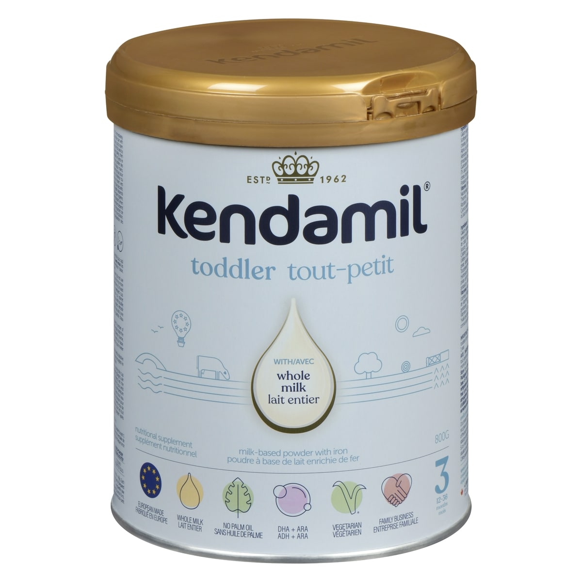 Kendamil Poudre à base de lait enrichie de fer tout-petit 12-36 mois 800 g, 4,37 $/100g