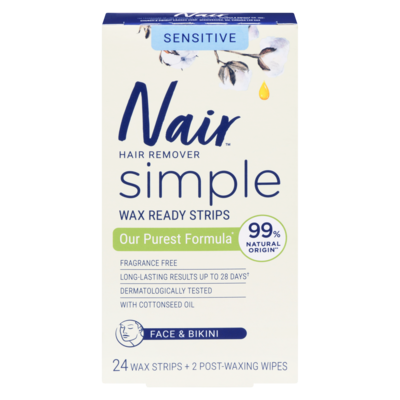 Nair Wax Strips for Face & Bikini with Cotton Seed Oil 24 ea, $0.58/1ea