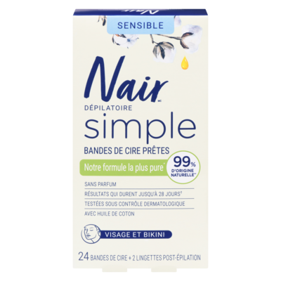 Nair Bandes de cire pour le visage et le bikini avec huile de graines de coton 24 ea, 0,58 $/1ch