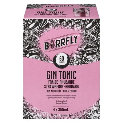Barrfly Sparkling Flavoured Gin Tonic Style Beverage Strawberry-Rhubarb 4x355.0 ml, $0.84/100ml
