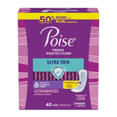Poise Ultra minces, 40 serviettes 40 ea, 1,05 $/1ch