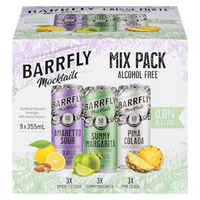 Barrfly Sparkling Flavoured Beverages With Natural Flavours Mix Pack 9x355.0 ml, $0.52/100ml