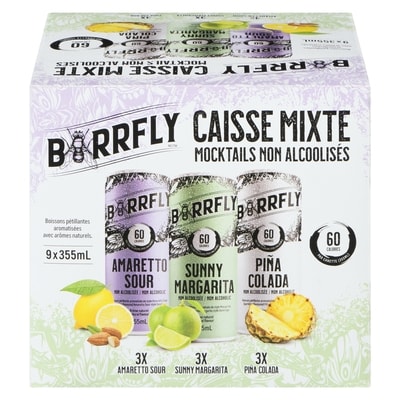Barrfly Boissons pétillantes aromatisées avec arômes naturels caisse mixte 9x355.0 ml, 0,52 $/100ml