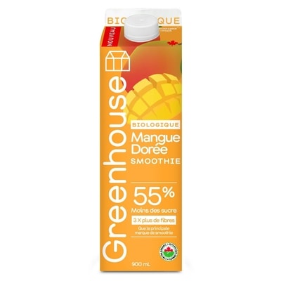 Greenhouse Smoothie aux fruits biologique mangue dorée, sans sucre ajouté 900 ml, 1,44 $/100ml