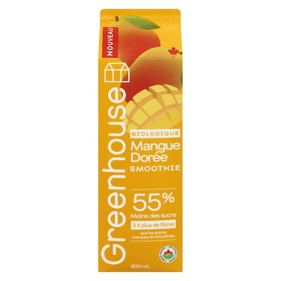 Greenhouse Smoothie biologique mangue dorée 900 ml, 1,44 $/100ml